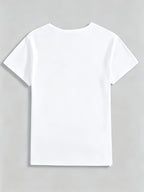 [Printed Design - Not Textured] Women'S White Trendy Coquette Heart Print T-Shirt, Elegant Graphic Design, Soft Casual Daily Top - White 3