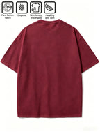 Cartoon Pattern Print T-Shirt, Round Neck Design, Pure Short Sleeve Street Casual Wear. Easy And Comfortable, Versatile Summer Short Sleeve T-Shirt, Suitable for Men'S Outdoor Activities, Gym Studio, Office Daily Wear - Burgundy