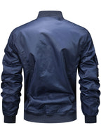 Men's Functional Style Baseball Collar Workwear Jacket, Trendy Multi-Pocket Design, Vintage Pilot Jacket Style, Suitable for Spring and Autumn, Daily Outings, and Outdoor Commuting Workwear Jacket - Navy Color