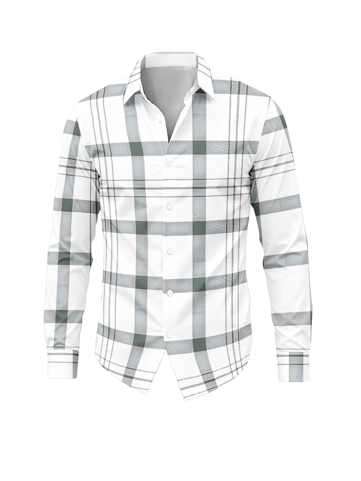 Men's Casual Fashion Long-Sleeve Top with Intersecting Line Check Print, Slim-Fit Streetwear Lapel Shirt for Daily Commuting and Outings, Surprise Birthday and Holiday Gift for Teen Boys - Mixed colors