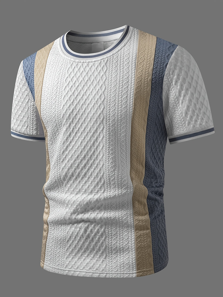Men'S Short Sleeve T-Shirt, Men'S Textured T-Shirt, Men'S Patchwork T-Shirt, Men'S Casual T-Shirt, Suitable for Daily Commuting And Friend Gatherings, Relaxing Weekend Time, It'S an Ideal Gift for Boyfriend Or Husband, Shirt on INS - White