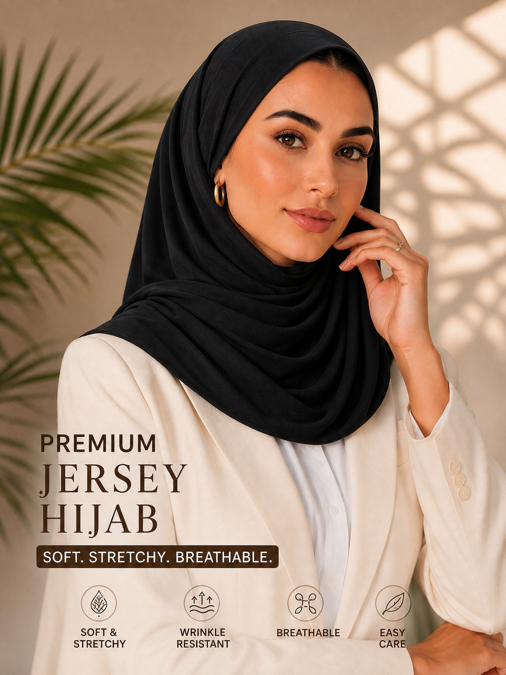 1pc Muslim Ramadan Scarf, Soft And Breathable Headscarf, Suitable for Daily Wear And Eid Al-Fitr - Black