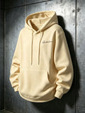Retro American Hand-Signed Small Label Hooded Sweatshirt Men'S with Hood Casual Street Trendy All-Match Long Sleeve Top Casual Wear Hoodie Winter Clothes for Men - Apricot