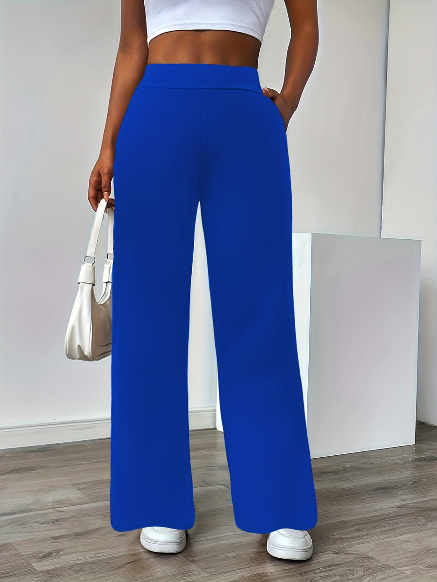 In-Stock Versatile Solid Color Stretch Straight-Leg Trousers - Blue