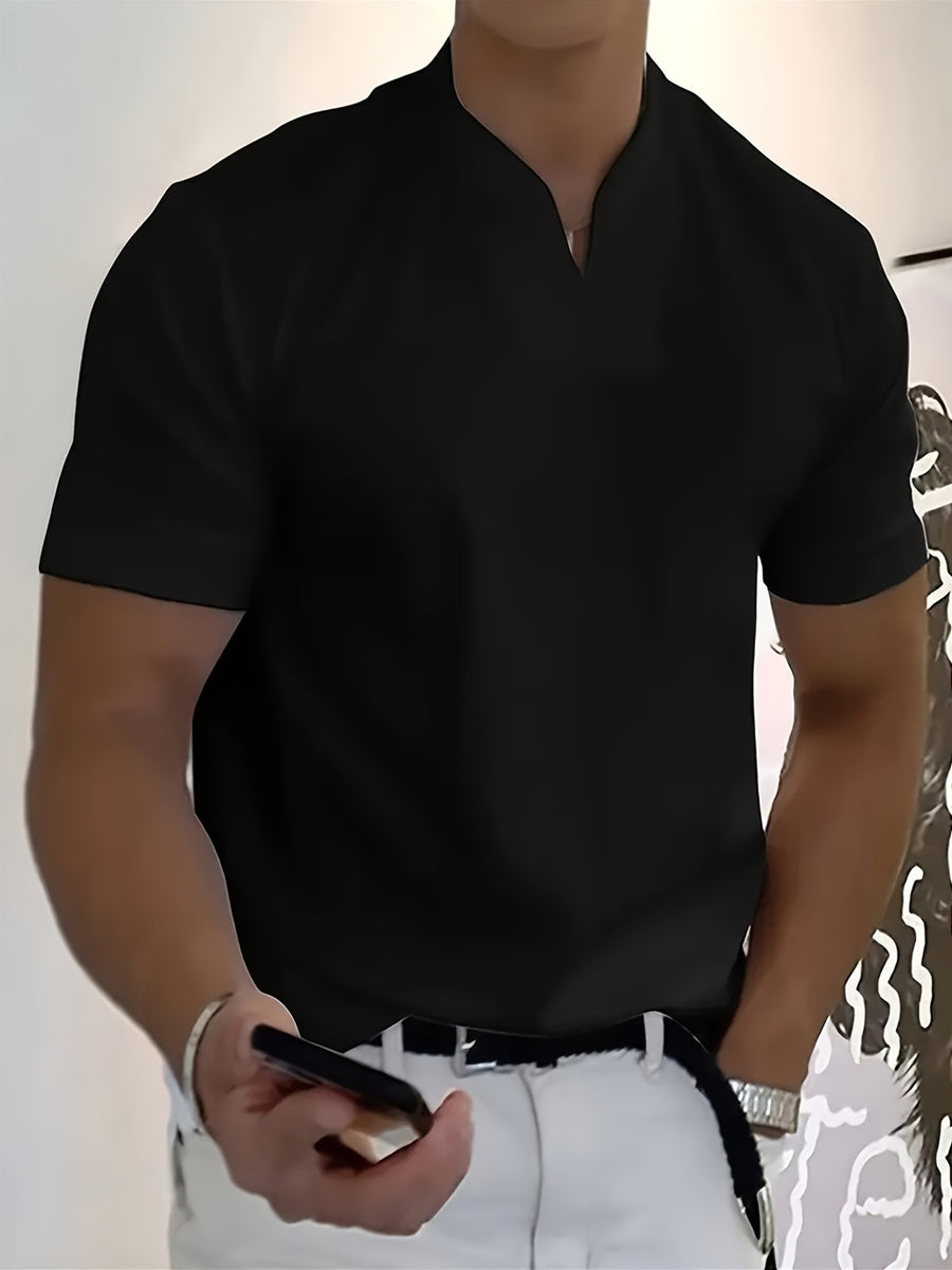 A 2026 New Style Men'S Summer Casual Sports V-Neck T-Shirt, Featuring a Street Fashion V-Neck Design, a Lightweight And Breathable Training Shirt for Exercise And Fitness, Suitable As a Base Layer for Daily Wear - Black