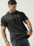 Men's Short-Sleeve Hoodie - Black