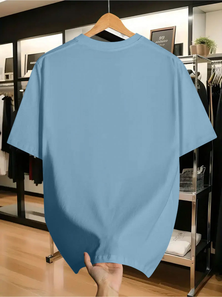 100% Cotton. Men's Short-sleeve T-shirt. Fashionable Tree Pattern, Summer Short-sleeve Casual Men's Fashion. Versatile Base Layer. Suitable for Outdoor Casual Wear - Sky Blue
