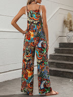 2026 New Colorful Abstract Print Jumpsuit, Bohemian Print Overalls, Artistic Wide-Leg Jumpsuit, Statement Workwear Jumpsuit, Oil Painting-Style Print Overalls, Daily Artist "Uniform" for Summer Market Day Outings, Vacation Sightseeing Jumpsuit - Multicolor