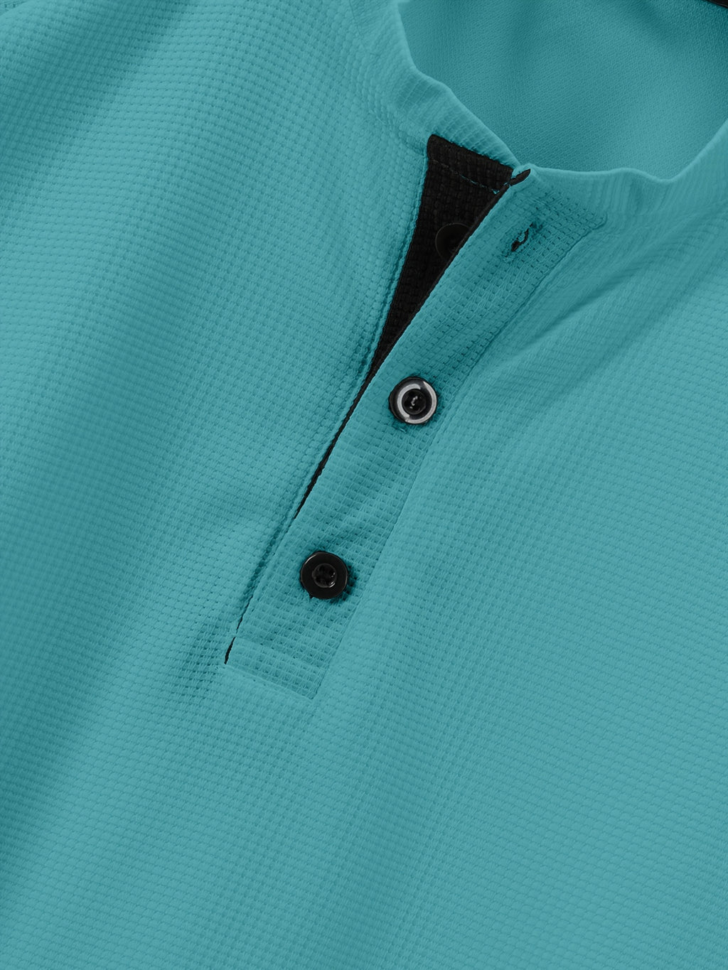 Men'S Fashion Men'S Tops Spring Summer Outdoor Casual Waffle Short Sleeve Men'S Henley Shirt - Sky Blue