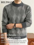 Men's Thick Warm Winter Sweater - Cold-Resistant Soft Knit Pullover with Mock Neck Round Neck Suitable for Casual Business Outdoor Wear, Warm Gift for Husband & Father, Fall Winter Clothing for Daily Fishing Camping Activities - Colorful green