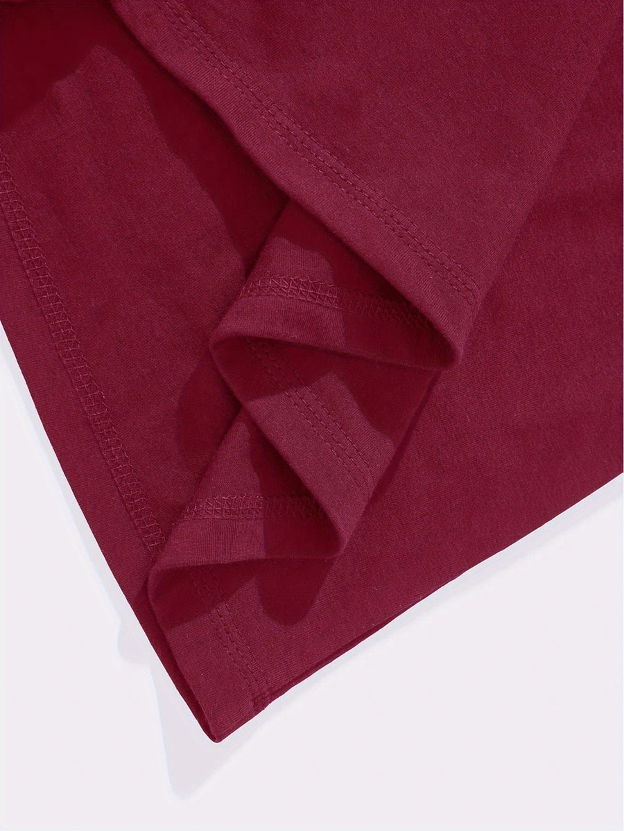 100%  Men's T-Shirt, Summer Lightweight Breathable Sweat Absorbent for Outdoor and Home Wear - Burgundy