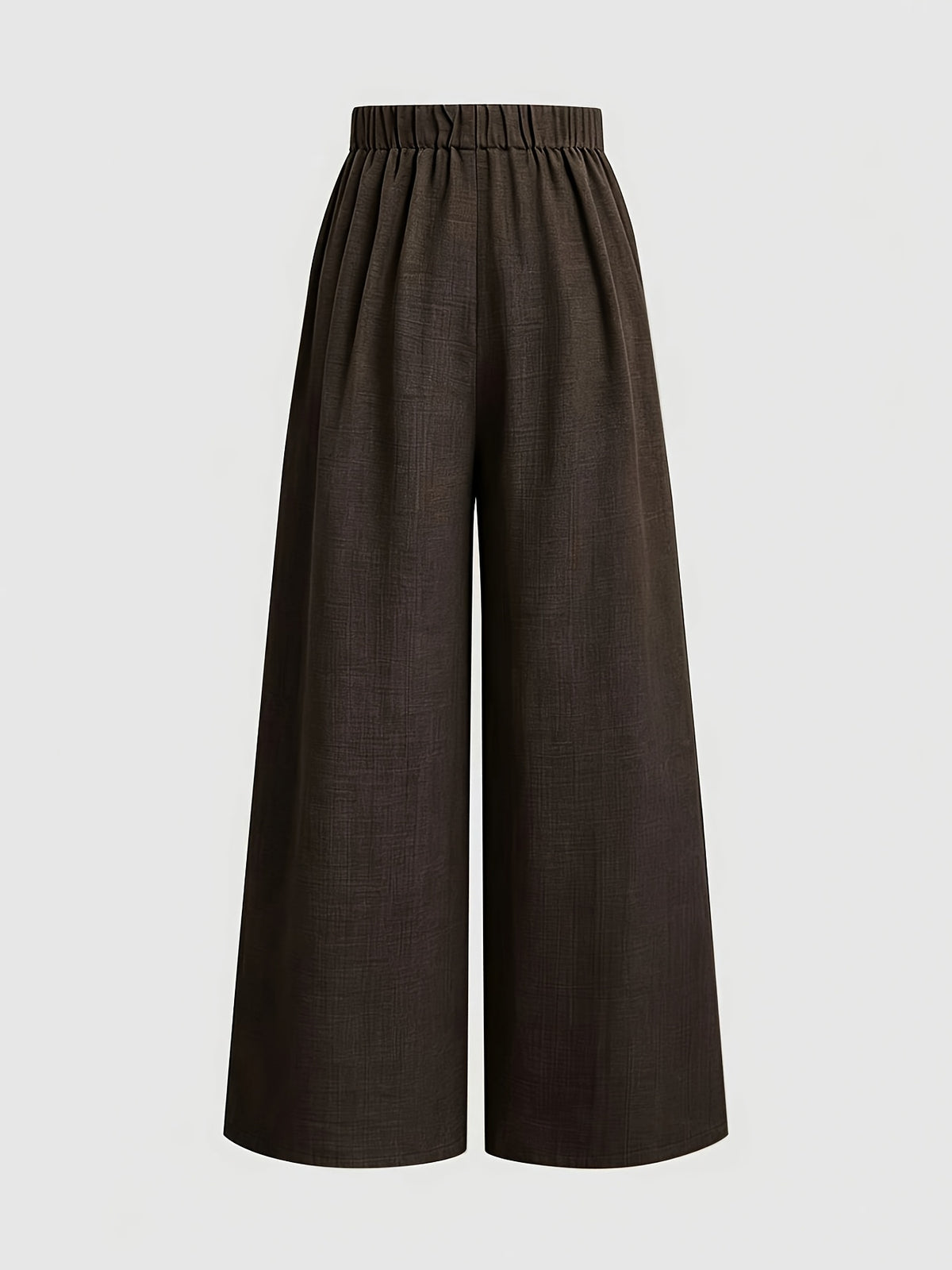 New Women'S High-Waist Metallic Button-Design Wide-Leg Pants, Elegant Casual Daily Wear - Coffee Color
