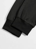 Men's Autumn/Winter 100% Zip-Up Pilot Jacket Coat, MILANO Print Zipper Stand Collar Casual Baseball Jacket, 6 Colors Available, Casual, Simple, Breathable, Lightweight Outerwear Winter Clothes for Men - Black