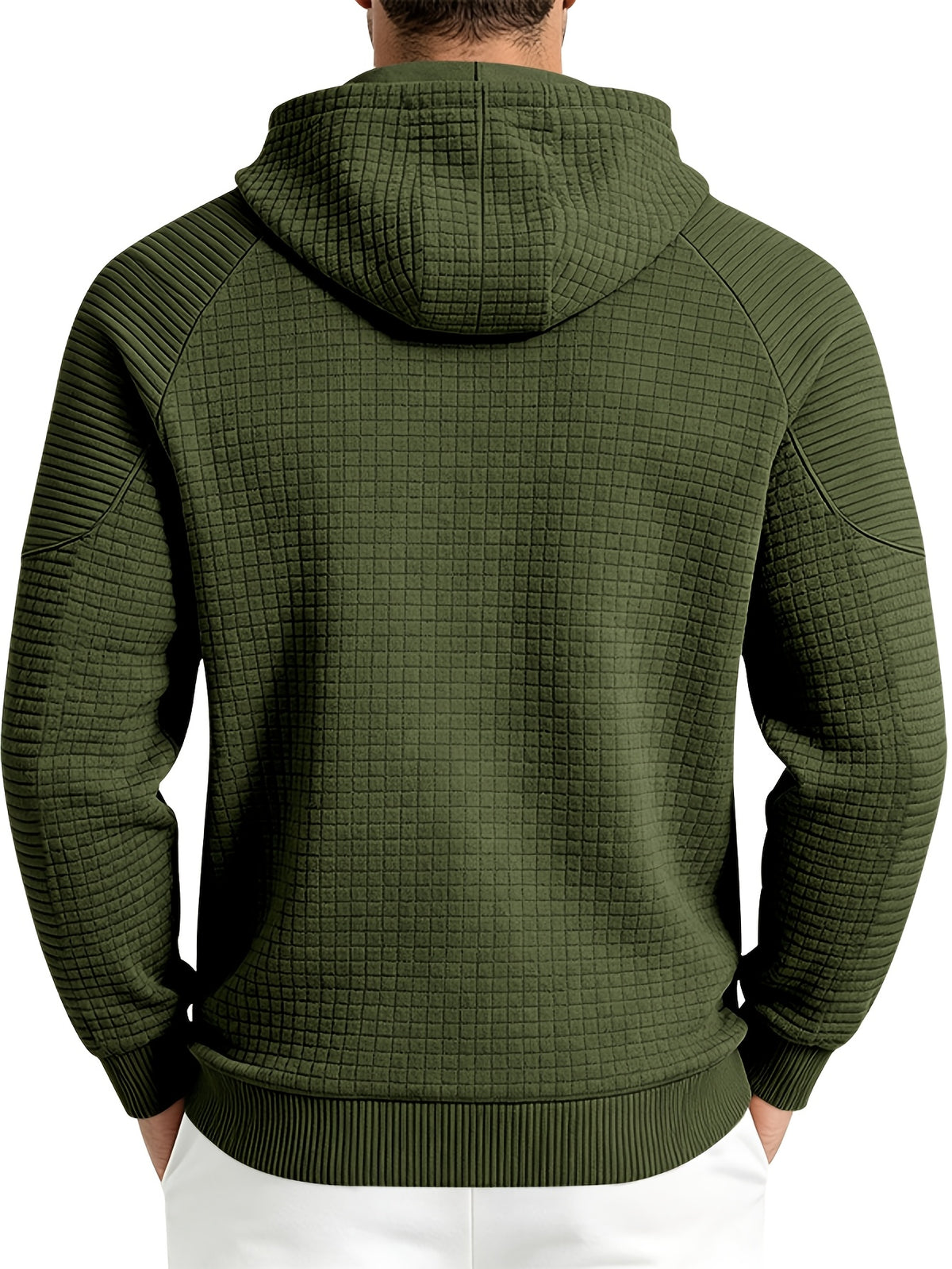 Maqiqi OBM Men's New Autumn/Winter Solid Color Warm and Comfortable Hooded Sweatshirt, Stylish and Versatile for Daily Casual, Work, Commuting, and Outdoor Activities - fern green