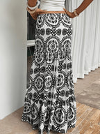 Women's Elegant and Stylish Casual Vacation Botanical Print Skirt - Black