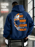 Men'S Sweatshirt IT'S NOT JUST A HOBBY Helmet Motorcycle Inspirational Text Print Western Biker Enthusiast Style Mature Men'S Top - Navy Color