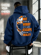 Men'S Sweatshirt IT'S NOT JUST A HOBBY Helmet Motorcycle Inspirational Text Print Western Biker Enthusiast Style Mature Men'S Top - Navy Color