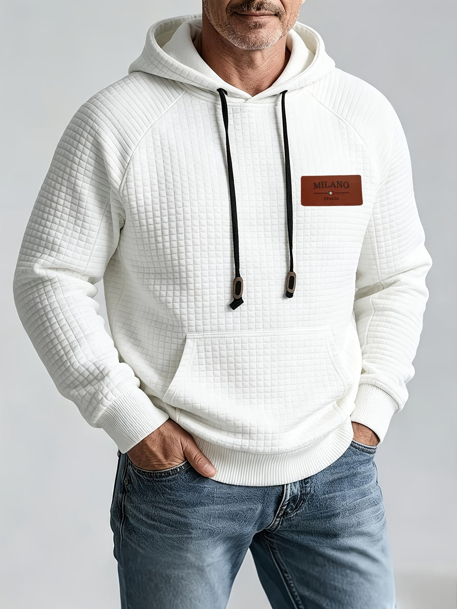 Maqiqi OBM Men's New Autumn/Winter Solid Color Warm and Comfortable Hooded Sweatshirt, Stylish and Versatile for Daily Casual, Work, Commuting, and Outdoor Activities - White