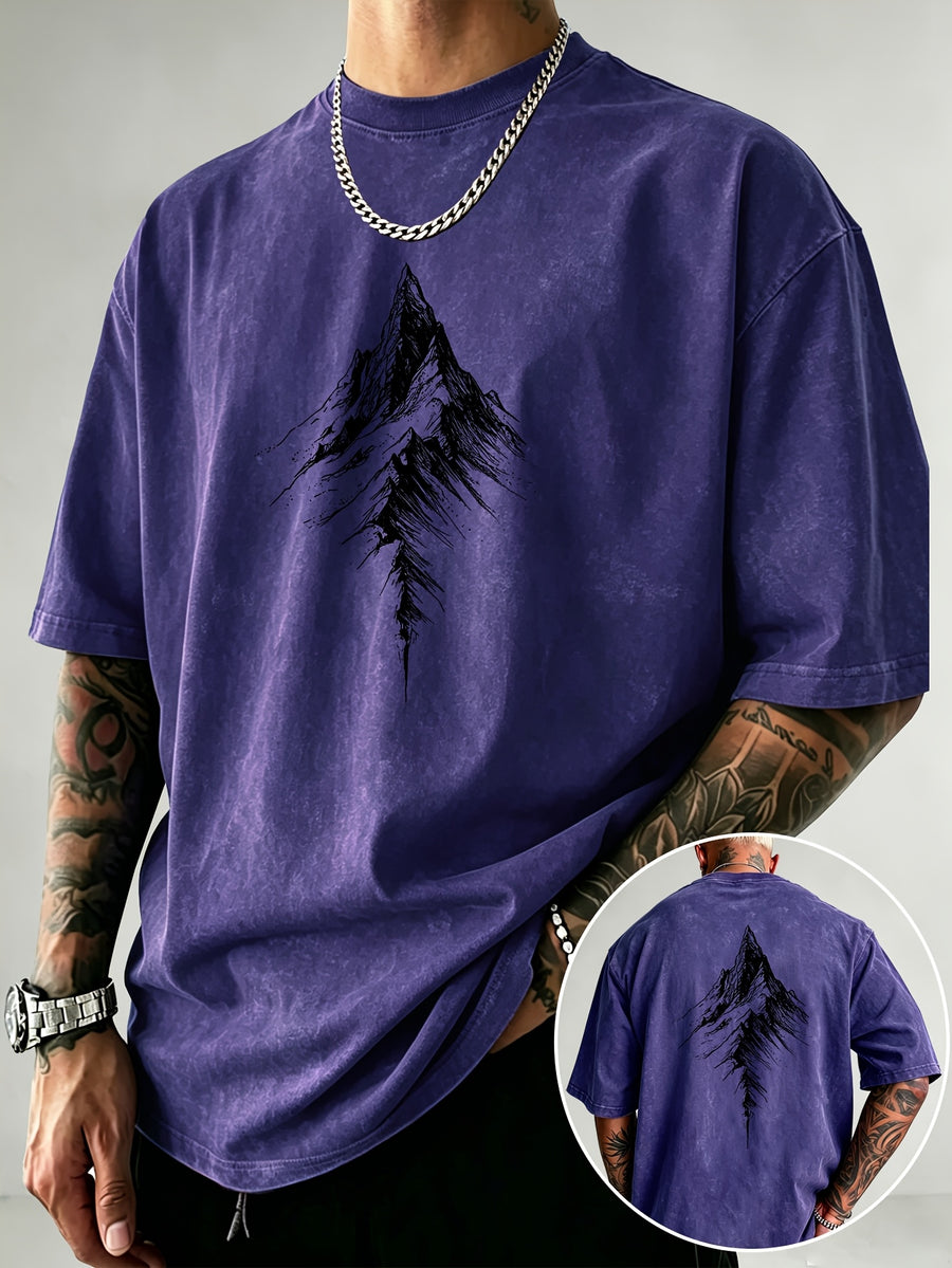 Men'S Heavyweight Distressed T-Shirt Washed Acid Wash Graphic Tee Vintage Aesthetic Streetwear Pure Breathable Comfort High Street Style Minimalist Casual Gym Workout Short Sleeve Essential Undershirt 2026 Summer New - Royal Blue