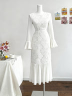 Women's Elegant -Line Maxi Dress with Print Long Dress - Full-Length -Length Gown Suitable for Weddings, Parties, Proms, Galas - Machine Washable Round Neck Zipper Closure Dress - Milky