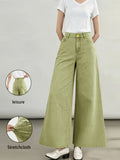 Stylish New Women's Fashion Elegant Straight-Leg Wide-Leg Pants Mid-High Stretch Colorful Cropped Jeans for Women 618609 - Matcha Color