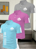 Light Luxury Men'S Solid Color Polo Shirt 3pcs Set Multi-Scene Golf Outfit Top - Sky Blue Pink Gray