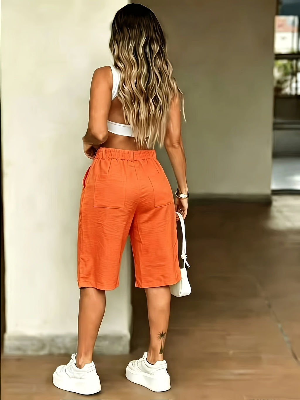 (ZD260420019) Women'S Fashion Street Style Cool Women'S Shorts - Orange-Red