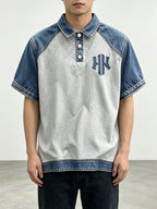 Digital Print - 1pc Men'S Letter Print Short Sleeve Polo Shirt, Trendy Color-Block Design, Digital Printing Technique, Suitable for Daily Commute And Outdoor Activities, Ideal for Spring/Summer Casual Wear, Elastic Fabric - Mixed colors