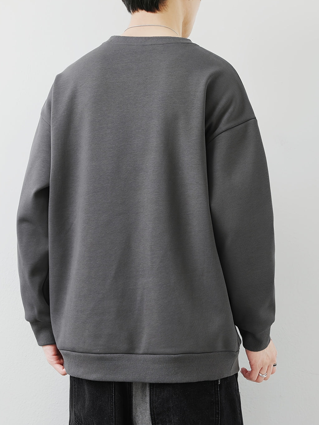 Shulei Water OBM Spring New Men'S Fashion Sweatshirt Round Neck Men'S Pullover Men'S Clothing Men'S Casual Athletic Wear - Dark Gray