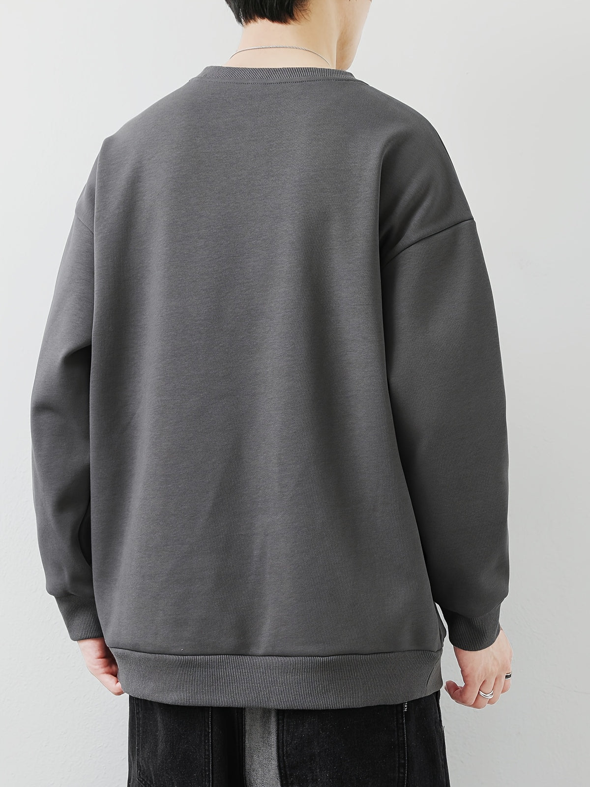 Shulei Water OBM Spring New Men'S Fashion Sweatshirt Round Neck Men'S Pullover Men'S Clothing Men'S Casual Athletic Wear - Dark Gray