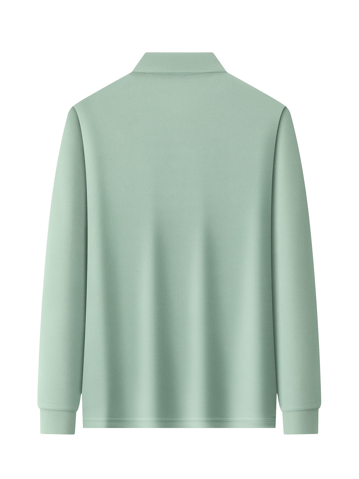 Fresh Solid Color Easy Lapel 3-Button Design Spring Autumn Casual Commute All-Match Men'S Long Sleeve POLO Shirt - Light Green