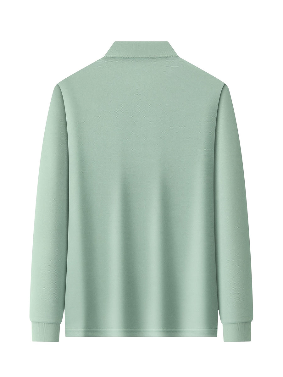 2026 New Fit Easy Premium Skin-Friendly Durable Casual Business Wear Men'S Long Sleeve POLO Shirt - Light Green