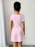 Women'S Summer Jacquard Sexy Slim Fit Mini Dress - Pink