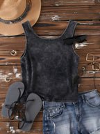 Ladies' Fashion Trend Fried Snowflake Washed - Angel Creative Pattern Printed Sleeveless Vest - Black