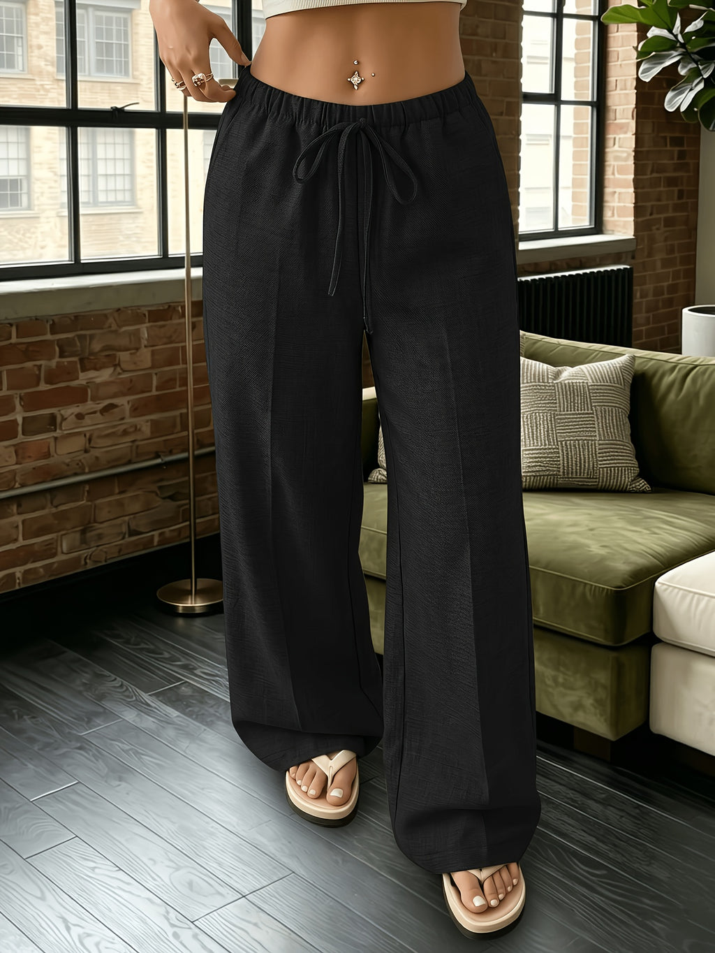 2pcs Exquisite Women'S Wide-Leg Pants - Non-Transparent Trousers, Machine Washable Daily And Formal Women'S Trousers, - All-Season Unisex Briefs, Party Attire, Multi-Functional Briefs, Classic Style, Lightweight Trousers, Fashionable Briefs - Mixed colors