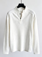 Men'S Sweatshirt Spring Autumn American Textured Stand-Up Pure Color Long Sleeve Top Trendy Minimal Casual Sweatshirt in Stock - White