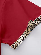 Women's Casual Short Sleeve Blouse T-Shirt Suitable for Spring Summer Fall - Heart Pattern Opaque Top, Machine Washable Daily Wear & Semi-Formal Outfits - Red