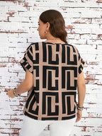 Women'S Stylish Geometric Round-Neck Shirt - Mixed colors