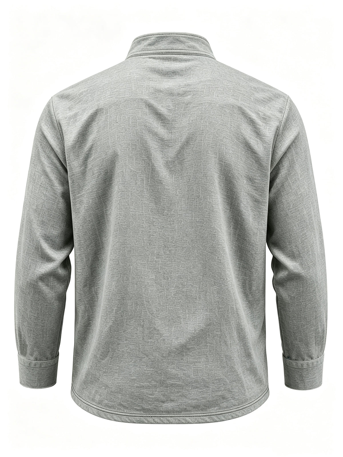 Men's Linen Long Sleeve Henley Shirt Stand Collar Loose Polo Shirt Men's Linen Zipper Casual Shirt - Grey
