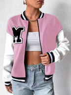 88083007 Casual Academy Patchwork  Jacket - Pink