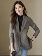 Women'S Elegant Blazer - Business Formal & Casual Versatile Style, H-Shaped Structured Cut with Front Button-Detail, Suitable for Office/Wedding/Daily Wear, Exclusively for Professional Women, Exquisite Design And Sturdy Texture - Grey