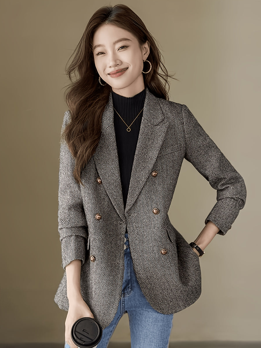 Women'S Elegant Blazer - Business Formal & Casual Versatile Style, H-Shaped Structured Cut with Front Button-Detail, Suitable for Office/Wedding/Daily Wear, Exclusively for Professional Women, Exquisite Design And Sturdy Texture - Grey