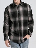 Flannel Plaid Shirt - Gray-black
