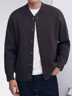 Men'S Button-Up Knitted Cardigan Sweater Suitable for Casual Business Office Wear - Coffee Color