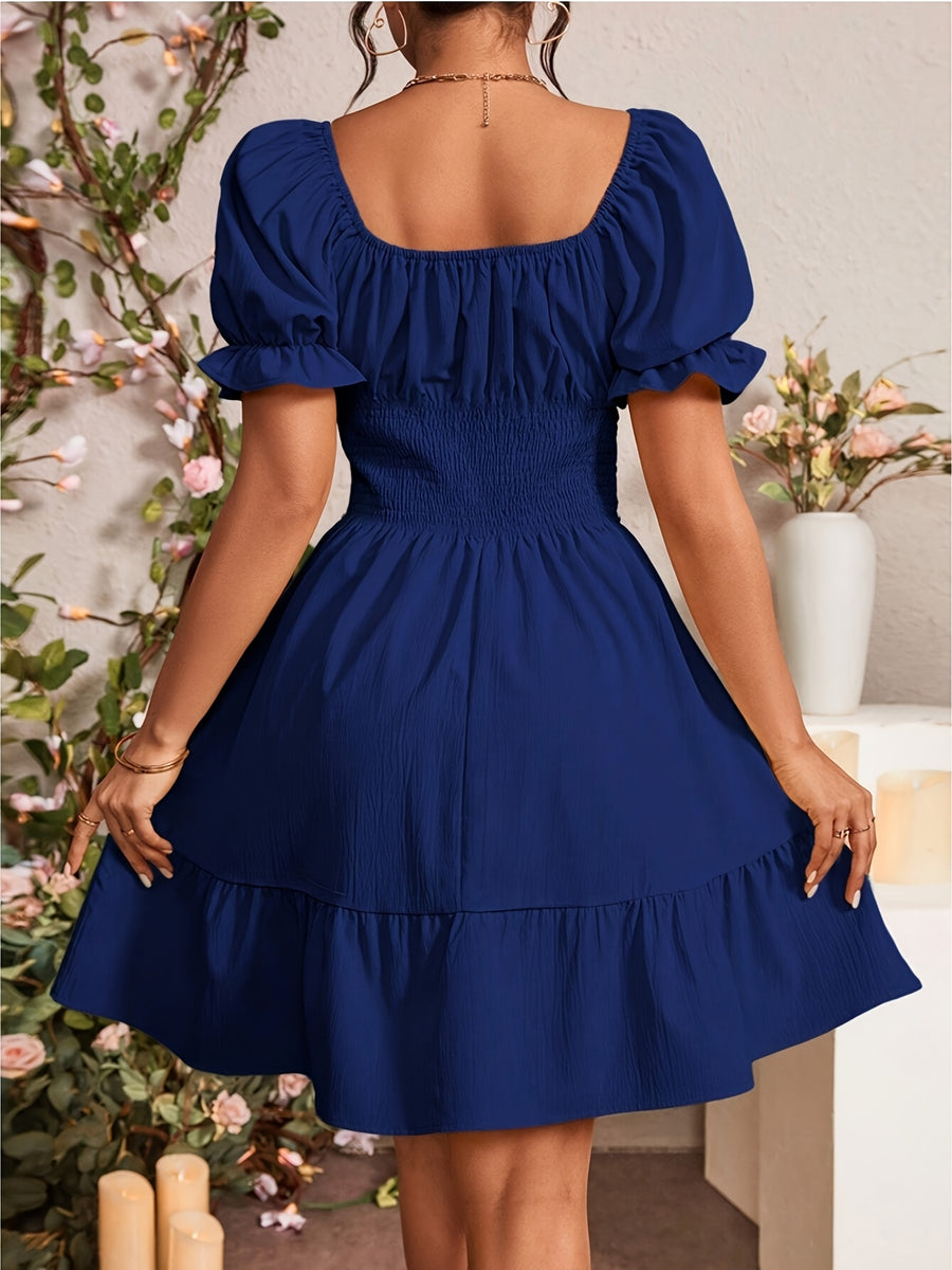 Fashionable Commuter A-Line Dress for Women - Royal Blue