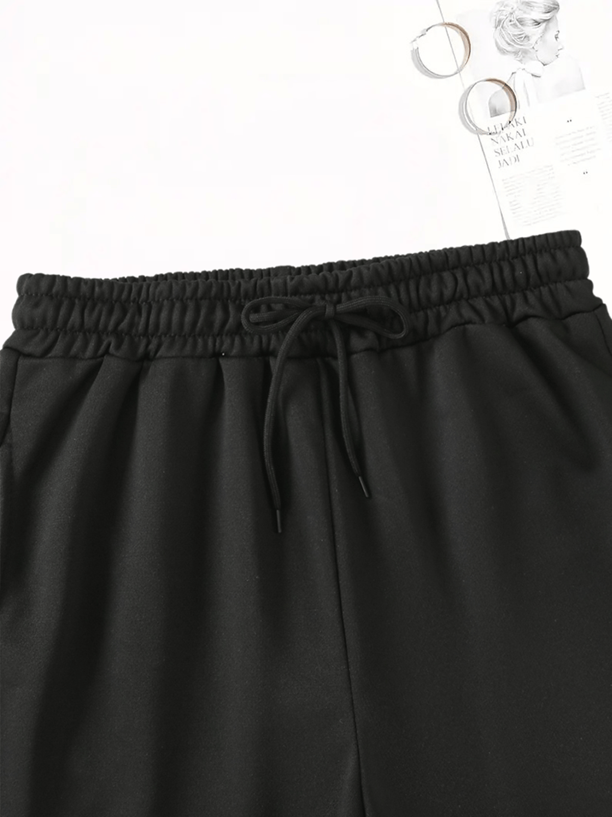 3pcs Women's Elegant Casual Jogger Shorts - English Letter Print, Drawstring Loose Fit Summer Vacation Pants, Machine Washable - Black+apricot+grey