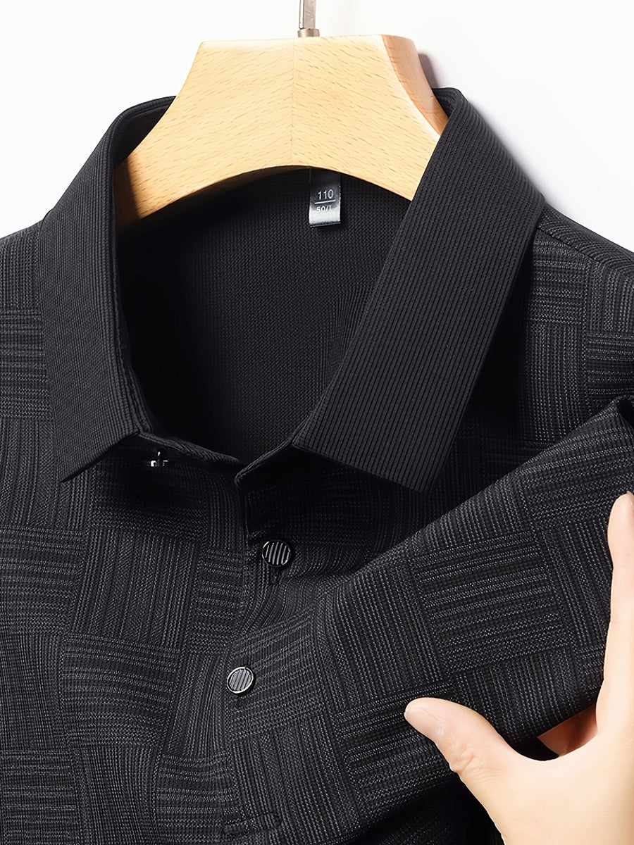 3pcs Set Upon Arrival, Men'S Summer Quick-Drying Breathable Polo Shirt, Commute Lapel Casual Top - Black