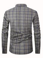 Autumn/Winter Plaid Flannel Shirt for Men, -Lined, Thickened, Warm, Long-Sleeve Workwear Jacket, Casual Top, New Season - Lead Color