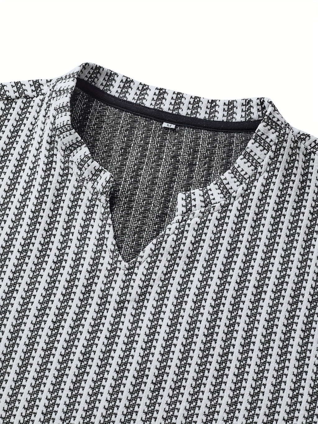 Men's Fashion Casual Knit Sweatshirt with Stand Collar in Black and White Contrast, Suitable for Daily Wear, Commuting, Versatile Fashion, Men's Henley Shirt - White