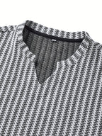 Men's Fashion Casual Knit Sweatshirt with Stand Collar in Black and White Contrast, Suitable for Daily Wear, Commuting, Versatile Fashion, Men's Henley Shirt - White